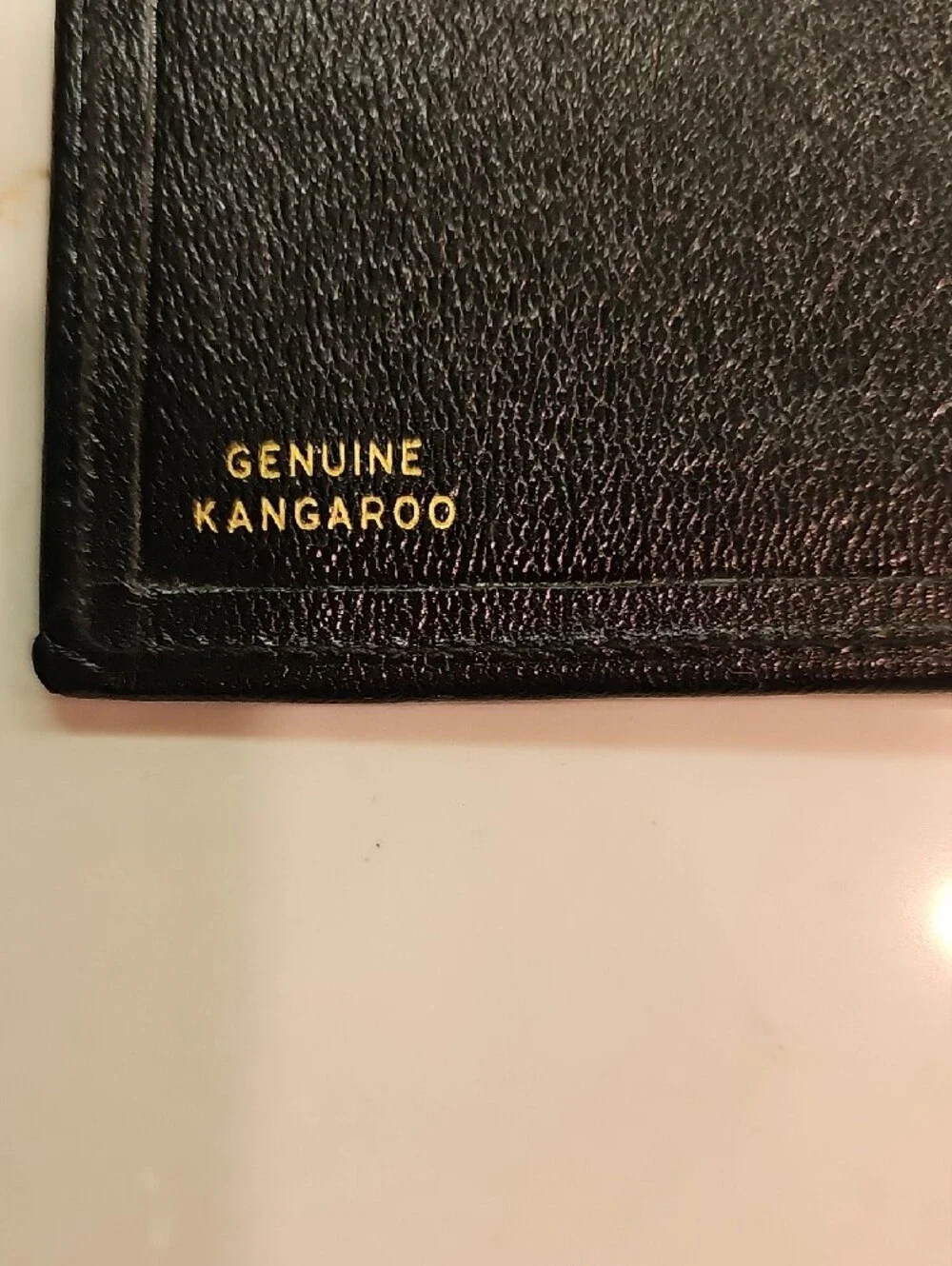 Genine Kangaroo Black Leather Checkbook or Card Holder